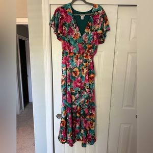 Floral satin midi dress